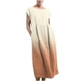 thumbnail image 1 of FAIWAD Robe Maxi en Coton et Lin pour Femme à Manches Courtes, Robe Simple Unie avec Poches, Col Rond, Robes Amples, 1 of 5