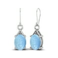 thumbnail image 2 of Mooneye 8x6 mm Oval Natural Larimar 925 Sterling Silver Drop Dangle Mother's Day Gift Women Earrings, 2 of 4