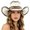 White, variant on Beachy Raffia Cowboy Hat For Sunny Summer With Wide Brim Boho Ranch Style Lightweight Sun Outdoor Accessory Beige