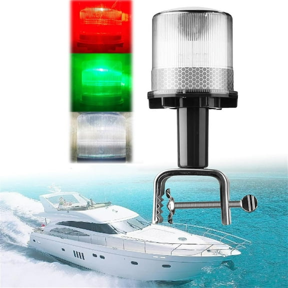 Boat Navigation Lights, Solar Powered Boat Safety Beacon Light, Ip65 Waterproof LED Signal Lamp (3 Colors: White, Red, Green)
