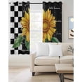 thumbnail image 2 of Sunflower Blackout Curtains for Bedroom Living Room Darkening Curtains 84 Inch Length 2 Panels Set Yellow Flowers Black White Plaid Watercolor Window Curtain Window Treatment Grommet Drapes 42"x84", 2 of 9