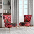 thumbnail image 2 of Designart "Euphonie de Fleurs de Géranium Rouges et Vertes II" Chaise d'Appoint Florale Rouge - Fauteuil Traditionnel pour Chambre, 2 of 7