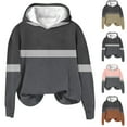 thumbnail image 2 of Utoimkio 2025 Color Block Hoodies for Women Cute Pullover Long Sleeve Sweatshirts for Women Loose Fit Hooded Tops Fall Winter Clothes, 2 of 4