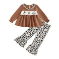 thumbnail image 3 of mgoYE Baby Girl Clothes 6-9 Months Toddler Girl Fall Outfits Ruffle Long Sleeve Floral Shirt Tops Winter Leggings Pants Clothing Set(Brown,3-4 Years), 3 of 3