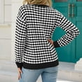 thumbnail image 6 of VSSSJ Womens Long Sleeve Pullover Sweaters Casual Crewneck Classic Plaid Geometric Printed Soft Comfy Knitted Sweater Jumper Tops Black S, 6 of 6