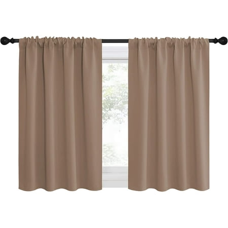 YISIGE-RV Blackout Curtains for Camper Windows Window Treatment Thermal Insulated Rod Pocket Small Draperies/Drapes for Bedroom/Kitchen (Cappuccino Set of 2 42 inches Wide by 36 inches Long)