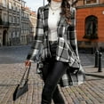 thumbnail image 6 of Womens Plaid Ruffled Hem Shacket Jacket Button Open Front Lapel Long Sleeve Trench Coat Fall Winter Outfits New Jacket for Women Gray XXL, 6 of 9