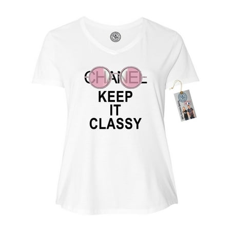 Womens Plus Size V Neck Top Shirt Designer Keeping it Classy  Shirt (Best Plus Size Designers)