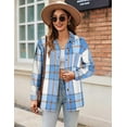 thumbnail image 4 of Zeagoo Women Flannel Shacket Jacket Plaid Button Down Long Sleeve Shirt Blouse Fall Outfits 2025, 4 of 5