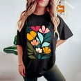 thumbnail image 6 of Fznquz Black Plus Size Tops for Women Floral Dressy Casual Short Sleeve Shirts Summer Loose Fit Crew Neck Womens Blouses, 6 of 7