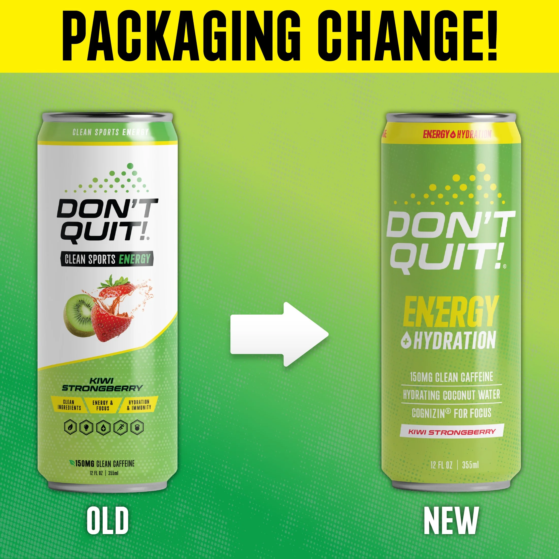 Don't Quit Clean Sports Energy, Kiwi Strongberry 12oz 12pk
