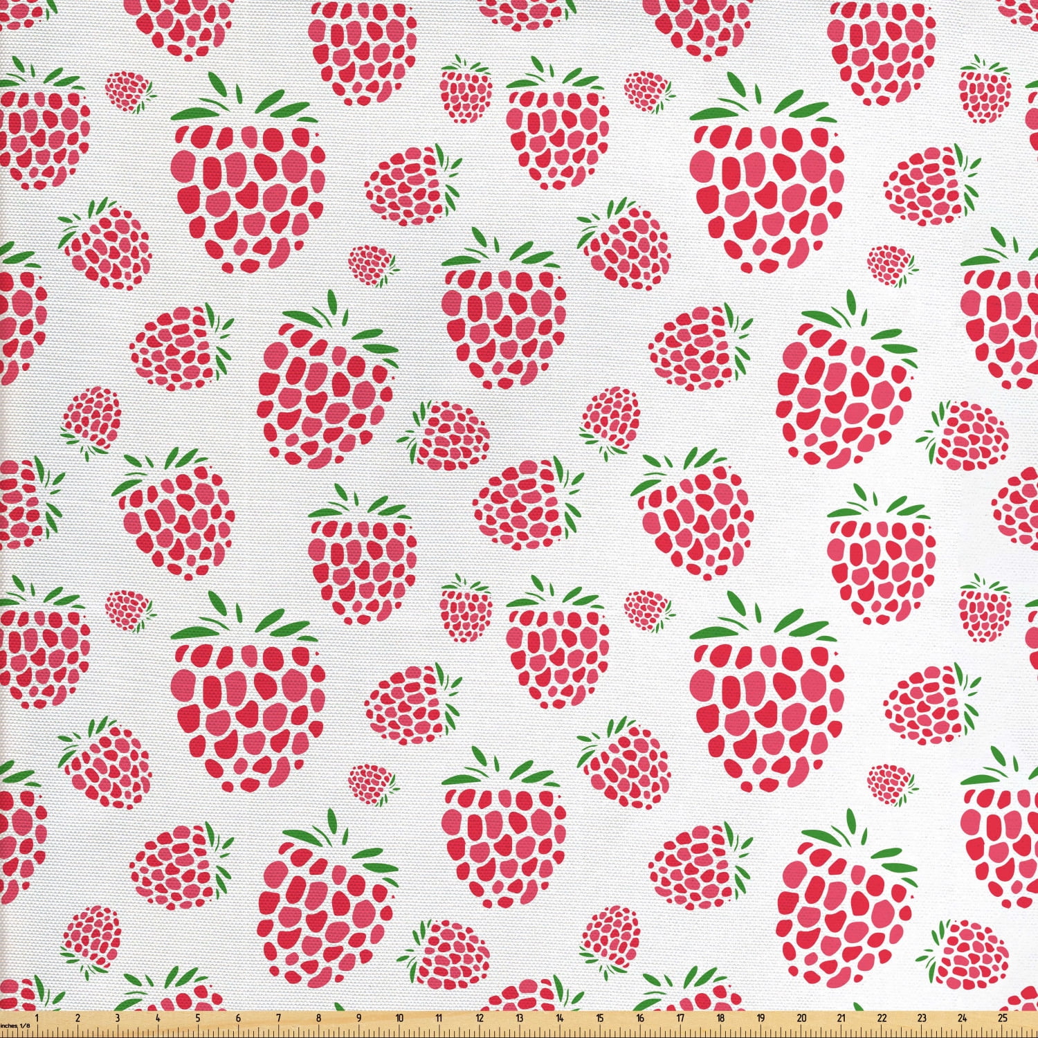 Fruit Fabric by The Yard, Summer Design Pattern with Raspberries