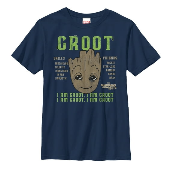 Boy's Marvel Guardians of the Galaxy Vol. 2 Groot Skills Graphic Tee Navy Blue X Small