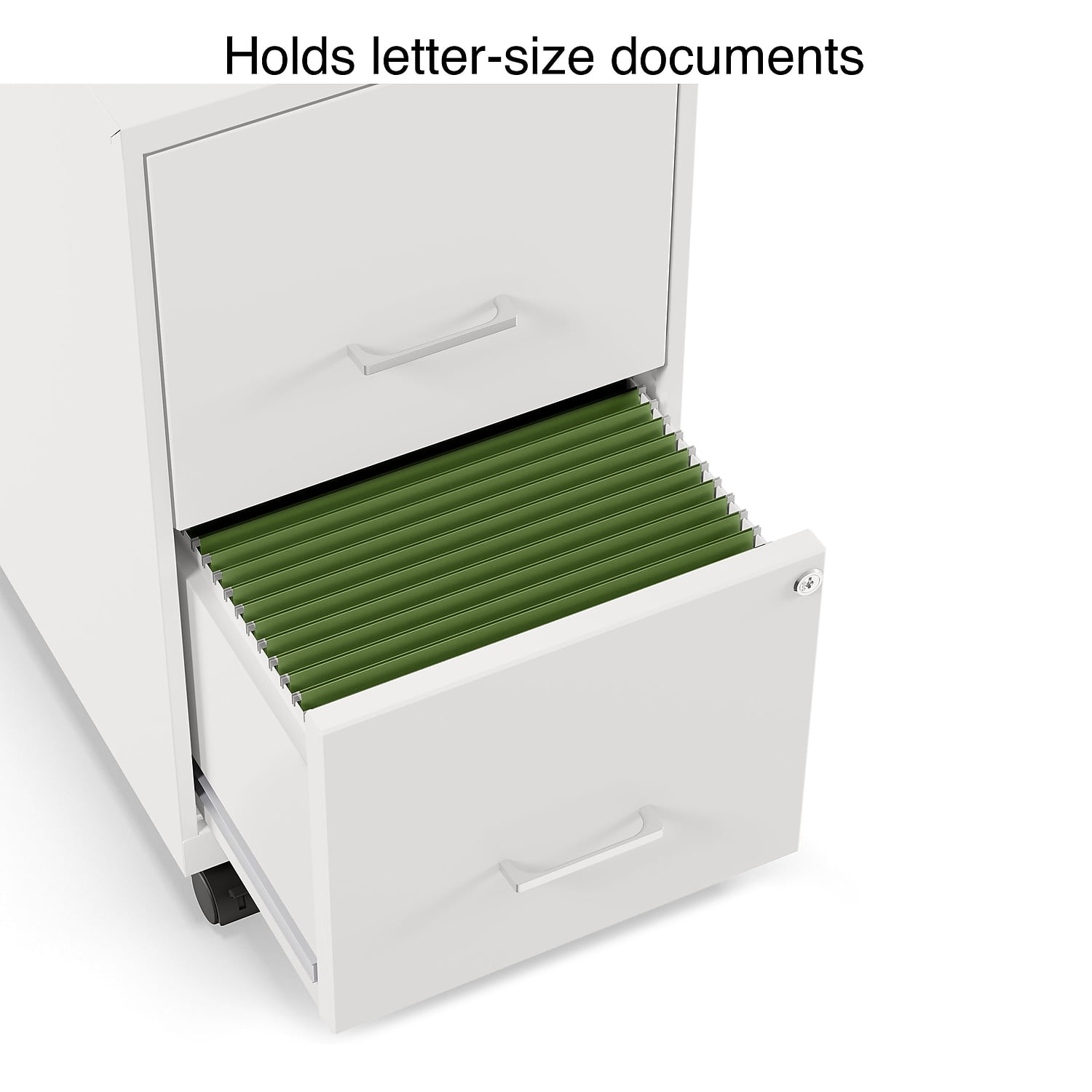 Staples 2-Drawer Mobile Vertical File Cabinet Letter Size Lockable 26.3"H x 14.3"W x 18.9"D White
