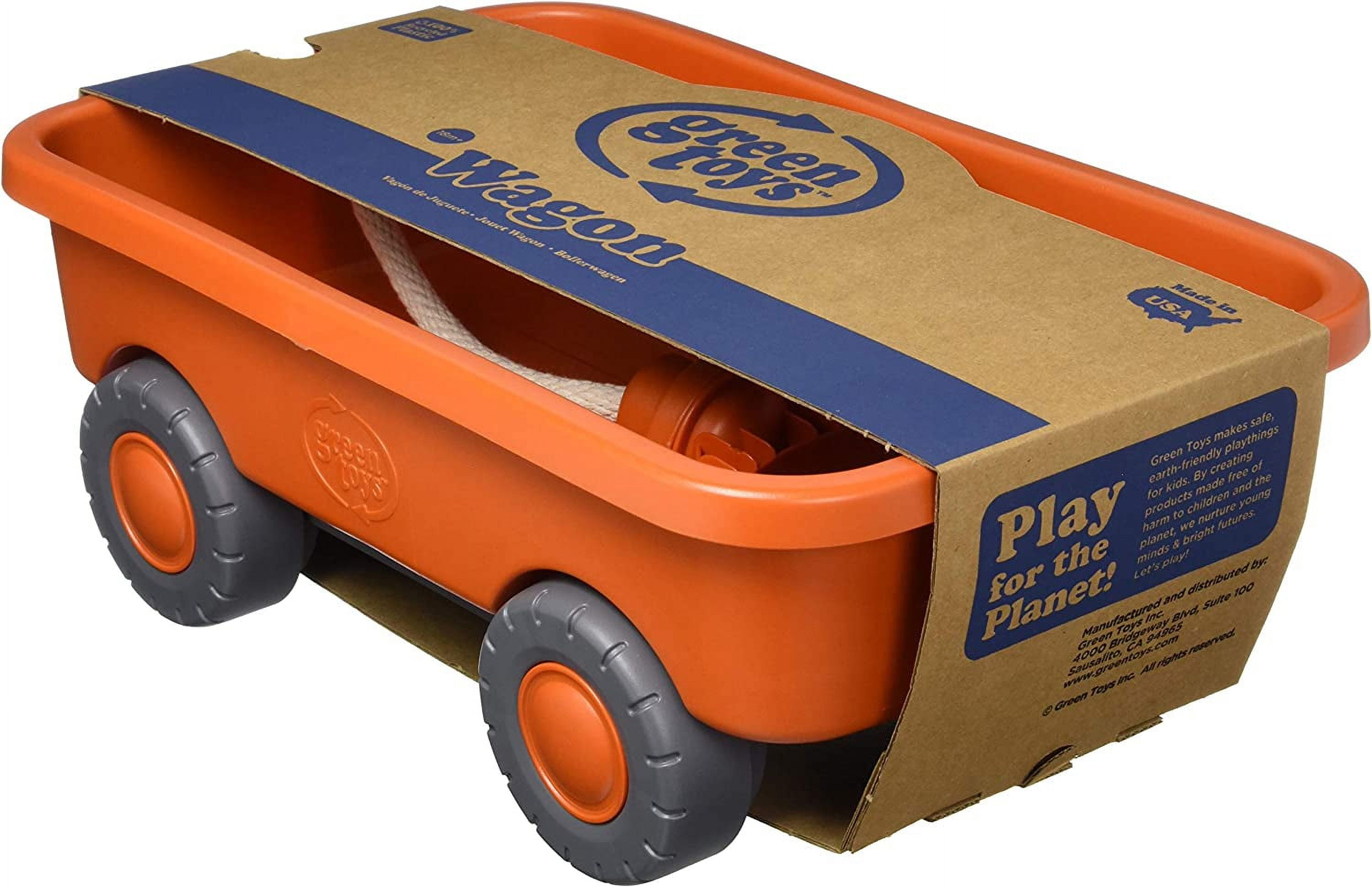 USA. Motor phthalates, Plastic, Toy CB Wagon, in Recycled - Toys Vehicle. Safe, Orange BPA, Green PVC. Made No Pretend Kids Skills, Dishwasher Play, Outdoor