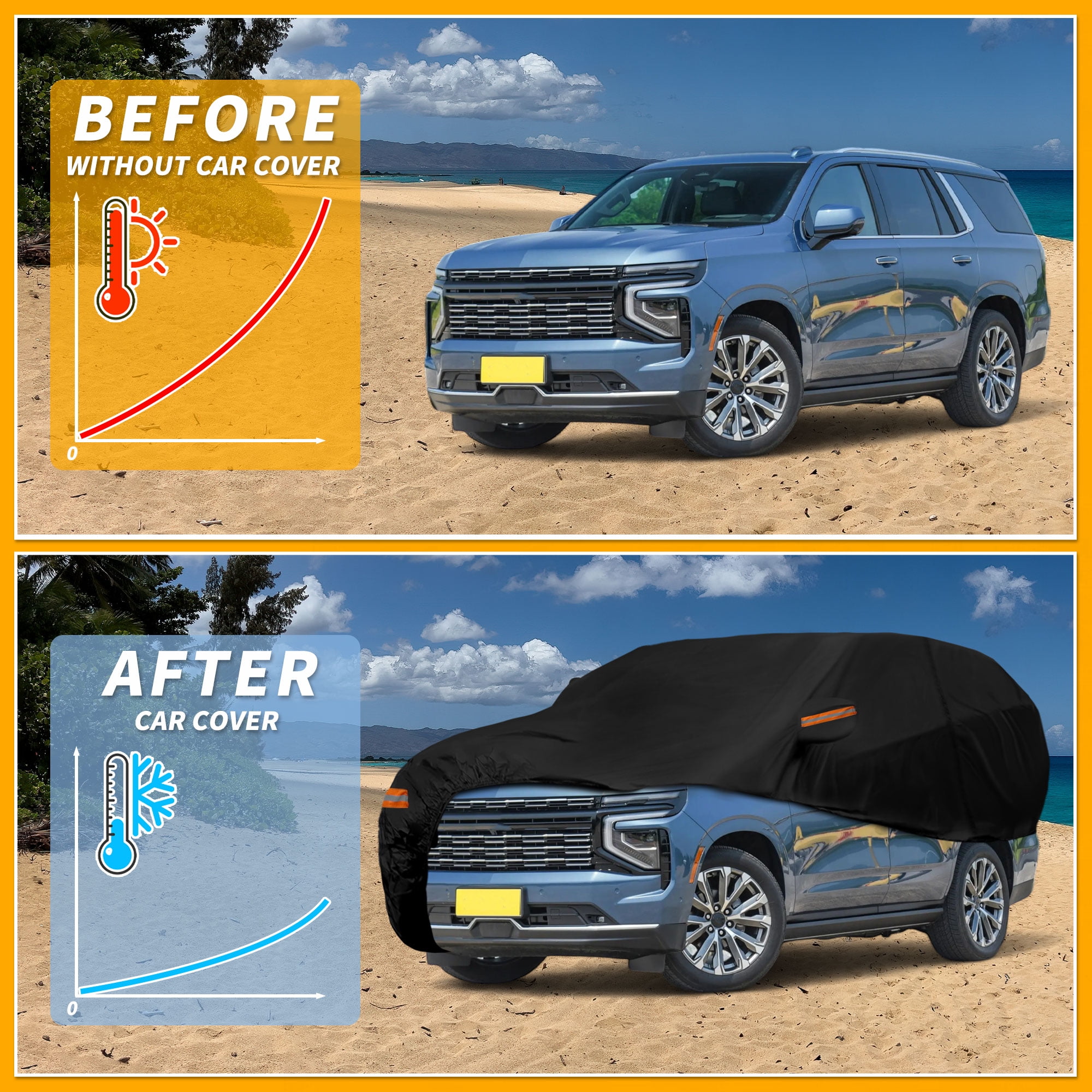 Unique Bargains Durable Waterproof Car Cover Black ["for Chevrolet Tahoe"]
