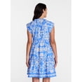 thumbnail image 5 of Time and Tru Women's and Women's Plus Tiered Cotton Mini Dress with Flutter Sleeves, Sizes XS-4X, 5 of 7