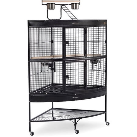 Prevue Pet Products 69" Large Corner Birdcage, Black Hammertone Steel Finish