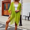 thumbnail image 5 of JIAYUE Womens Swimsuit Cover-Ups Boho Cardigan Batwing Short Sleeve Bathing Suit Cover Ups Solid Color Knee Length Sheer Loose Casual Beach Resort Wear For Women, 5 of 5