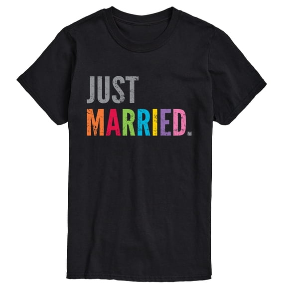Instant Message - Just Married, Rainbow - Men's Short Sleeve Graphic T-Shirt