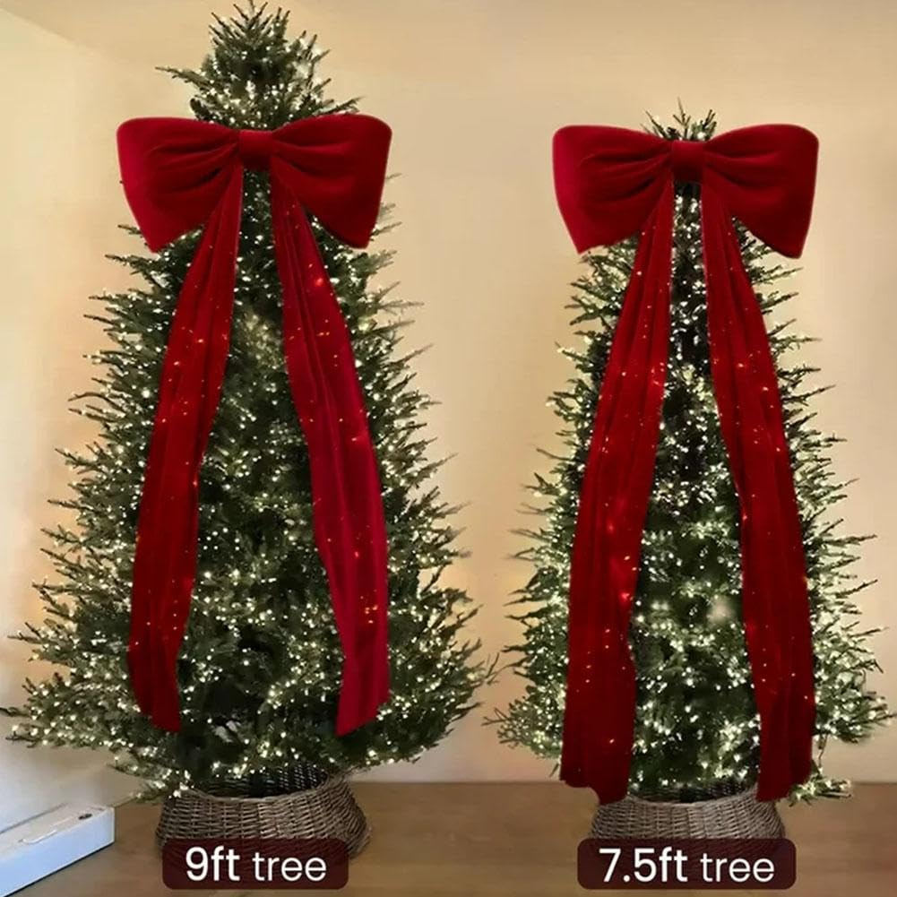 Christmas Decorations - Christmas Decor,6Ft Xmas Tree Giant Flannel Bow for XmasTree,Big Red Flannel Bow for Tree Topper Window Wall Mantle,Indoor Room Party Valentines Xmas Decor(Black)