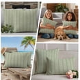 thumbnail image 5 of Sage Green Striped Outdoor Waterproof Pillow Covers, Modern Abstract Art Geometric Stripes Decorative Square Throw Pillowcase Sofa Cushion Sham for Patio/Couch/Chair, 26"x26" 2 Pack, 5 of 8
