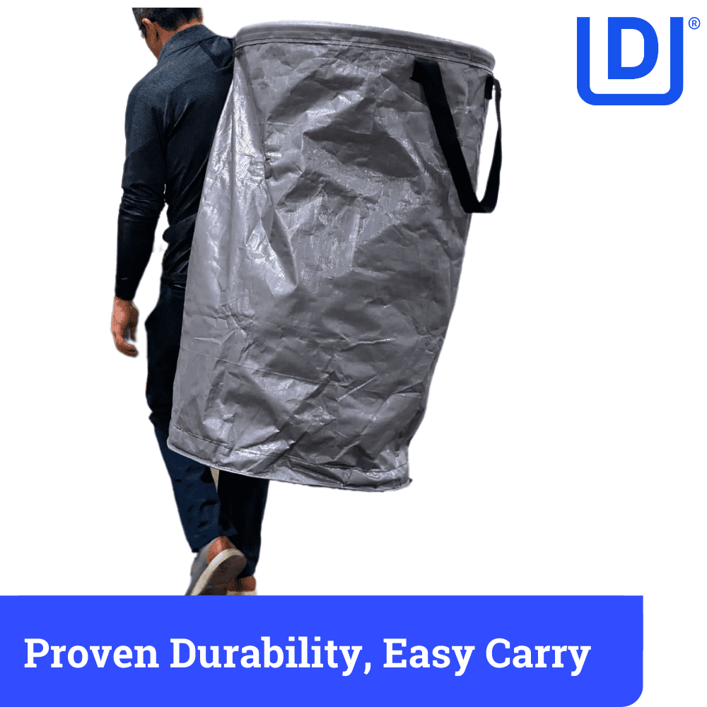 DuraSack Valet Trash Pickup Bag, 80 Gallon Capacity, 24"L x 24"W x 41"H, Gray, 5-Pack