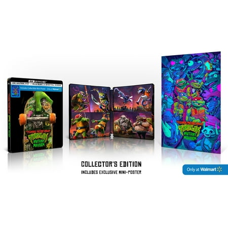 Teenage Mutant Ninja Turtles: Mutant Mayhem (Steelbook) (Walmart Exclusive) (4K Ultra HD + Blu-Ray + Digital Copy) with Exclusive Poster