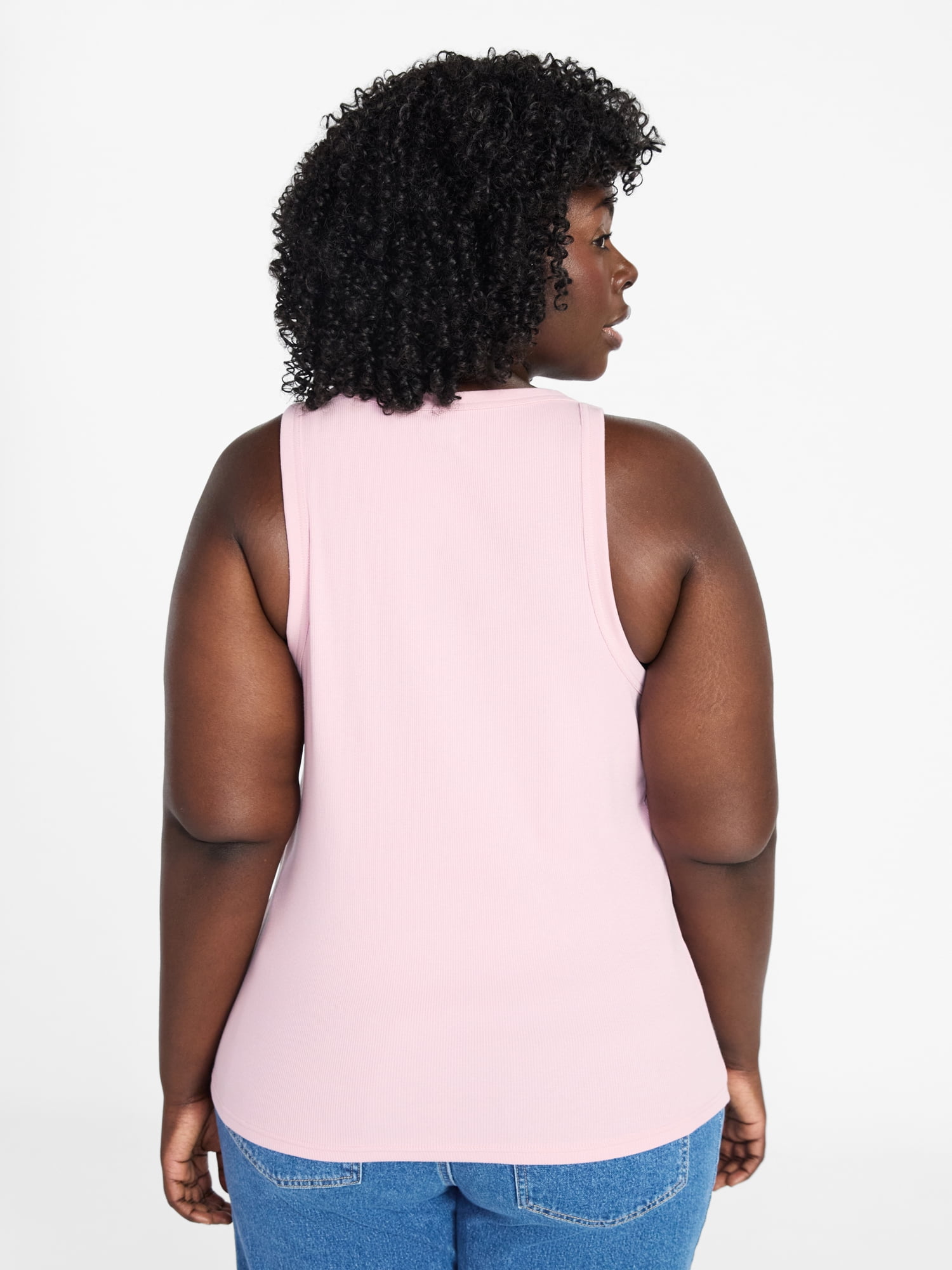 Terra & Sky Women's Plus Sleeveless Ribbed Scoop Neck Tank Top, Sizes 0X-5X