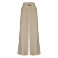 thumbnail image 5 of Staron Women's High Waisted Wide Leg Pants Flowy Casual Trousers with Pockets Elastic Waist Long Dressy Bottoms for Party Vacation, Khaki XXL, 5 of 7