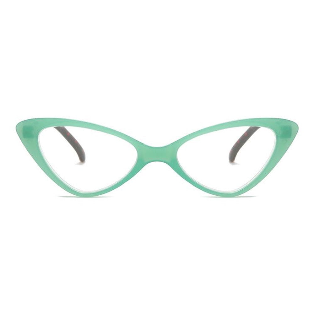 5 Pairs of Green Classic Cat Eye Reading Glasses for Women, Blue Light Blocking Retro Readers 3.0, Ladies Plastic Spring Hinge Presbyopia Glasses +3.00