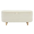 thumbnail image 3 of 14.2" Depth Elegant Upholstered Storage Ottoman with Wood Legs,Modern Sherpa Fabric Storage Bench for Bedroom, Living Room, Easy Assemble, White, 3 of 8