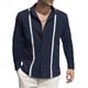 thumbnail image 1 of Camisas de verano para hombre nuevas de 2024, de moda e informales, de color sólido, con empalme, estampado, con botones de solapa, ropa de calle de alta calidad, 1 of 6