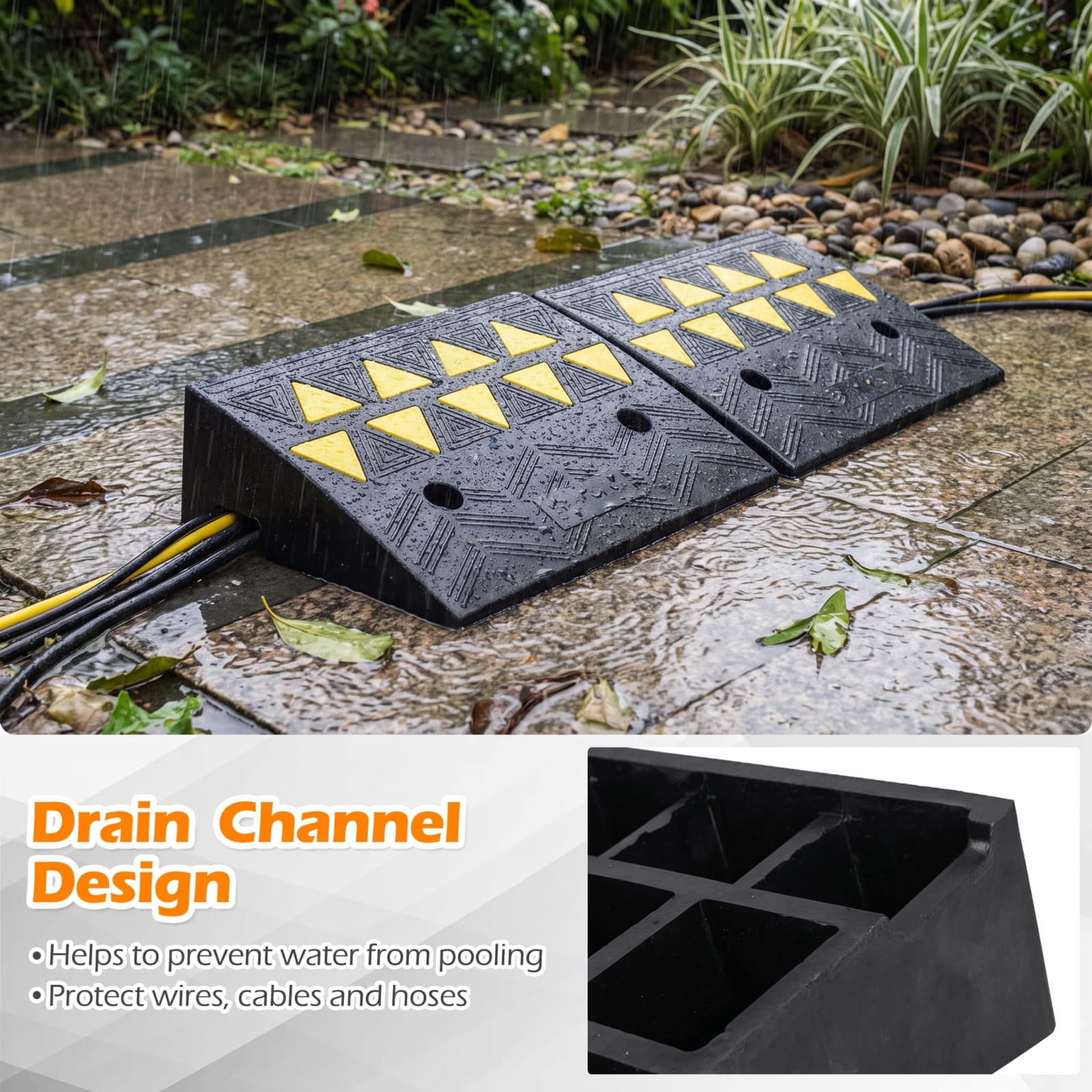 Biotree Driveway Threshold Ramps with 5 Inch Rise for Medium Trucks, 2 Pcs, Black