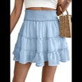 thumbnail image 1 of Falda Corta de Verano para Mujer, con Volantes, Cintura Alta, Informal, Estilo Bohemio, para Playa, con Pantalones Cortos Incorporados, Azul L, 1 of 7