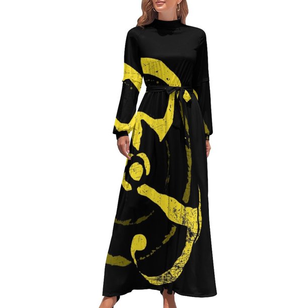 Letrero amarillo - Rey en vestido largo amarillo Vestidos de mujer verano Vestido de noche de mujer Vestido de noche