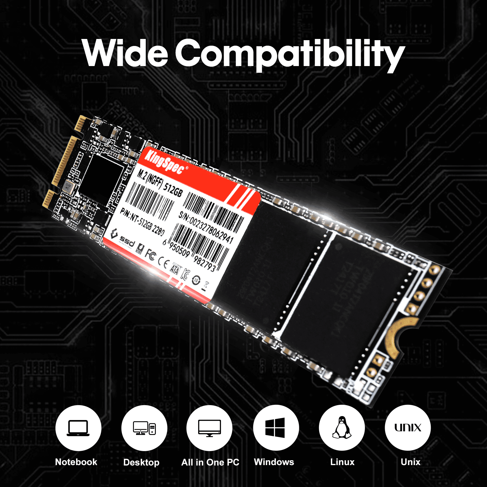 KingSpec 1TB M.2 SATA SSD SATA III 6Gbps Ultra-Slim Internal M2