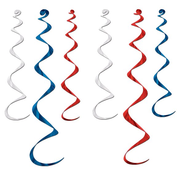 Party Central Club Pack of 36 Red and Blue Twirl Whirly Hanging Decorations 36"