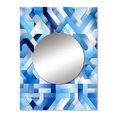 thumbnail image 2 of Designart "Striped Symmetry In Blue And White" Geometric Mirror Wall Decor - Modern Blue Geometric Dining Room Wall Mirror Art - 32" x 24" Inch, 2 of 5