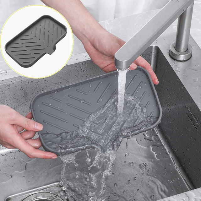 Drain Rack for Kitchen and Bathroom — Silicone Soap Dishes with Drain Spout Organizer Tray for Dispenser Scrubber Bottle Cup On or Counter Dish Soap Tray for Seamless Organization