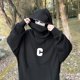 thumbnail image 4 of Sudadera con capucha de cuello alto con estampado de letra C de otoño para hombre, sudadera con capucha de diseño ninja, sudadera con capucha de gran tamaño Y2K, 4 of 5