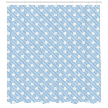 Retro Shower Curtain Retro Nostalgic Polka Dots Sky Blue
