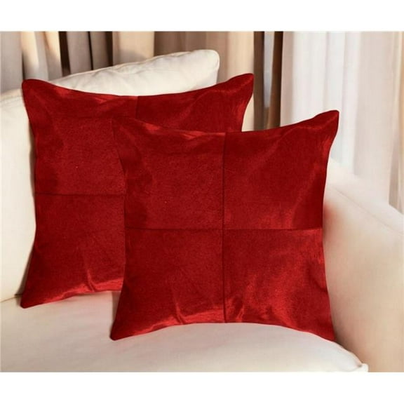 HomeRoots 544613 18 in. Red Cowhide Throw Pillows - Set of 2