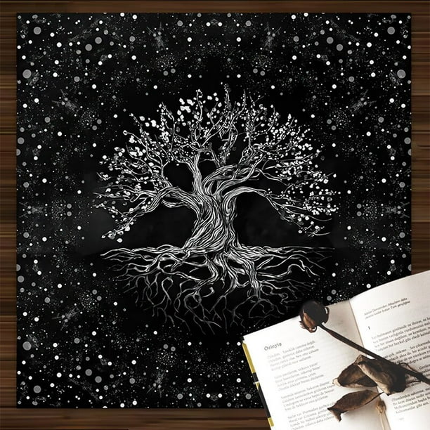 Mantel de Tarot de gato negro, adorno para el hogar, brujería solar, arreglo pagano, astrología, Alfombra de oráculo, regalo para habitación, 85x85 qym unisex