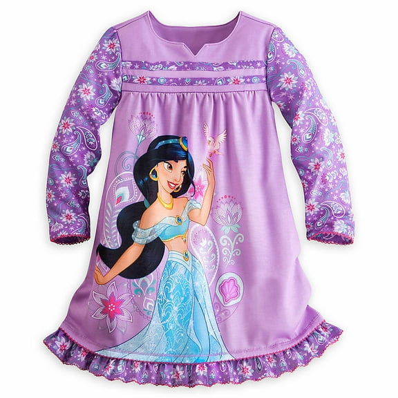 Disney Store Aladdin Princess Jasmine Long Sleeve Nightgown Pajama Girl Size 5/6