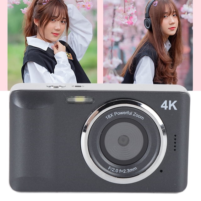 Cámara Digital 4K 64MP, Cámara de Enfcoque Autico Con Zoom Digital 18x y Cámara de Disparo Con Pantalla Hd de 2,8 Pulgadas, Batoria de 1200 Mah, CámaRa de Vije Pequeña y y