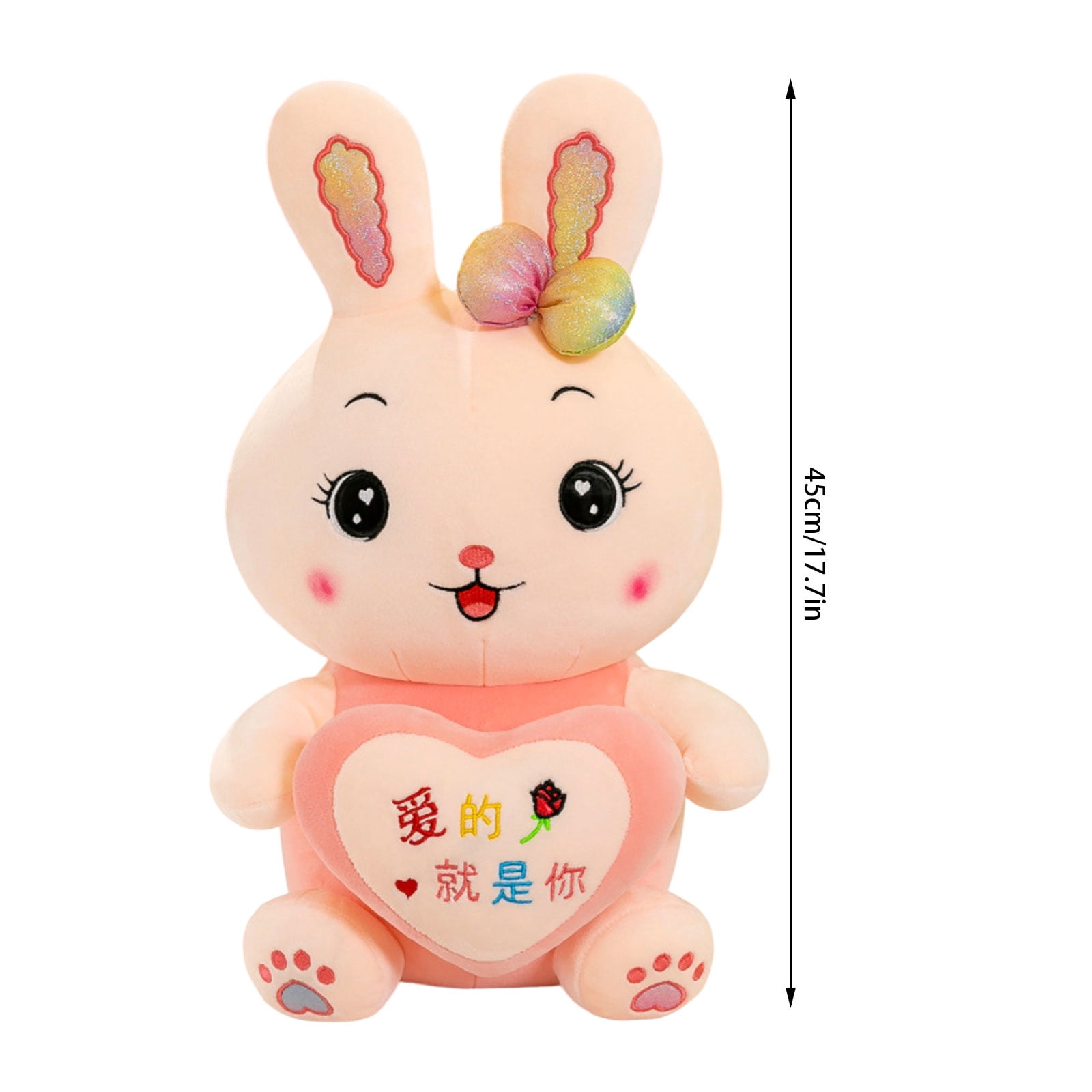Bunny Stuffed Animal with LoveHeart, 17.7" Soft Stuffed Rabbit Plush Toy, Adorable Plushie Pillow, Ideal Birthday Easter Valentine's Day Presents for Kids, Girls and Boys, Cuddly Hugging Toy