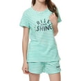 thumbnail image 3 of Beezizac Summer Pajamas For Girls – Green Stripe & Glittering PJS Pal Cute Jammies Set Big Kids Size 10, 3 of 8