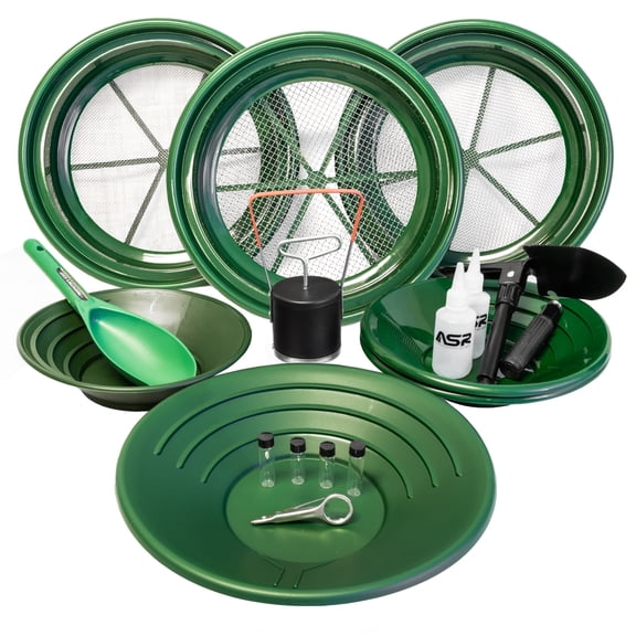 ASR Outdoor 16pc Gold Prospecting Equipment Essentials Field Kit with Classifier Screens