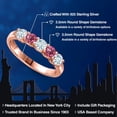 thumbnail image 2 of Gem Stone King 18K Rose Gold Plated Silver Sky Blue Aquamarine and Pink Tourmaline Wedding-Bands Ring for Women | 0.81 Cttw | Round 3.5MM | Gemstone March Birthstone | Size 8, 2 of 6